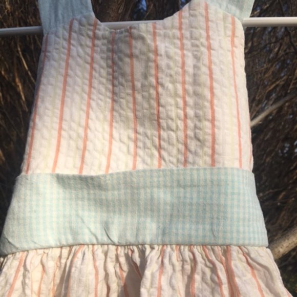 Classical, EUC, Seersucker, Cotton, Dress in Pastels, & Pale Blue Gingham  3T - Picture 2 of 7